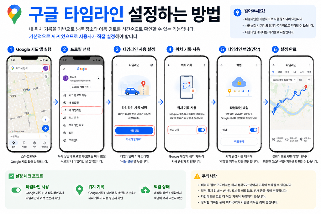 구글 타임라인 설정하는 방법